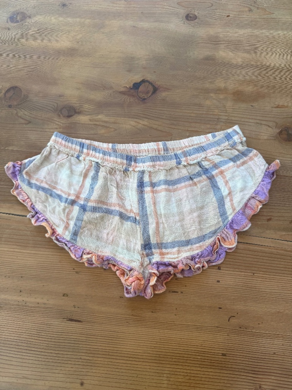 Free People Plaid Ruffle Short Shorts